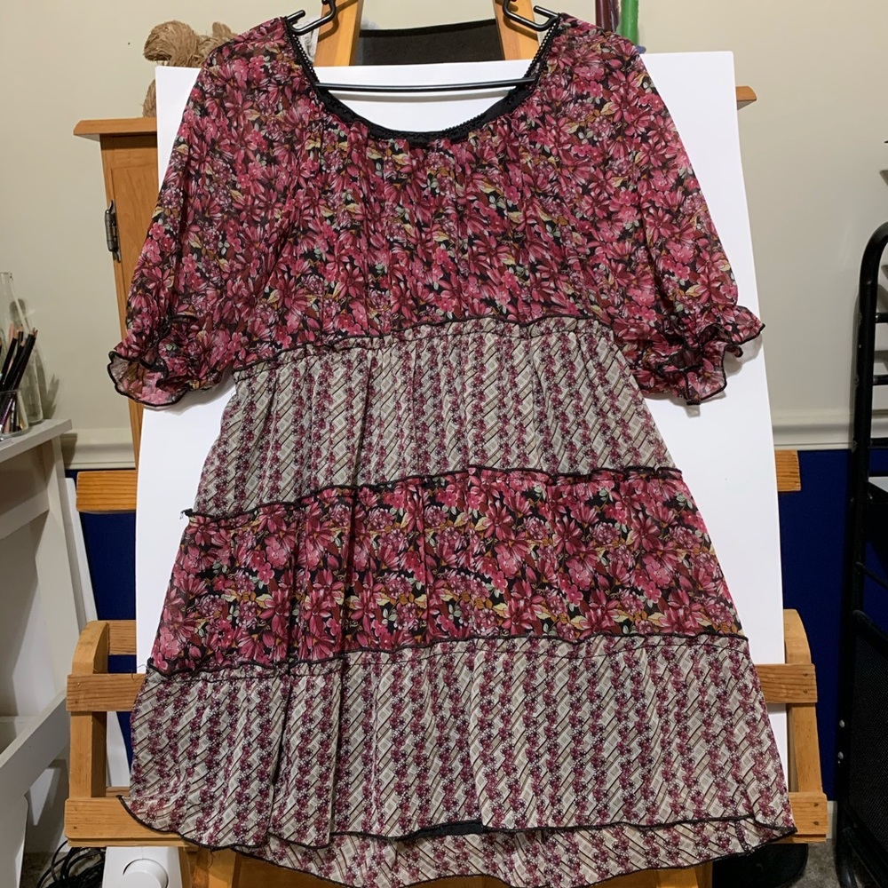 Pink Floral Patterned Blouse